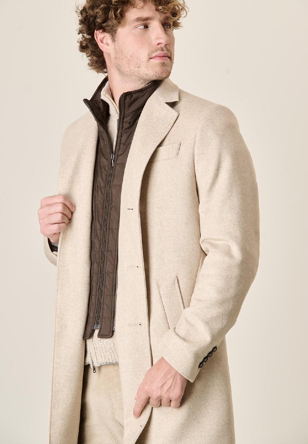 Angelico Cappotto naturale misto cashmere resca pettorina staccabile Outlet