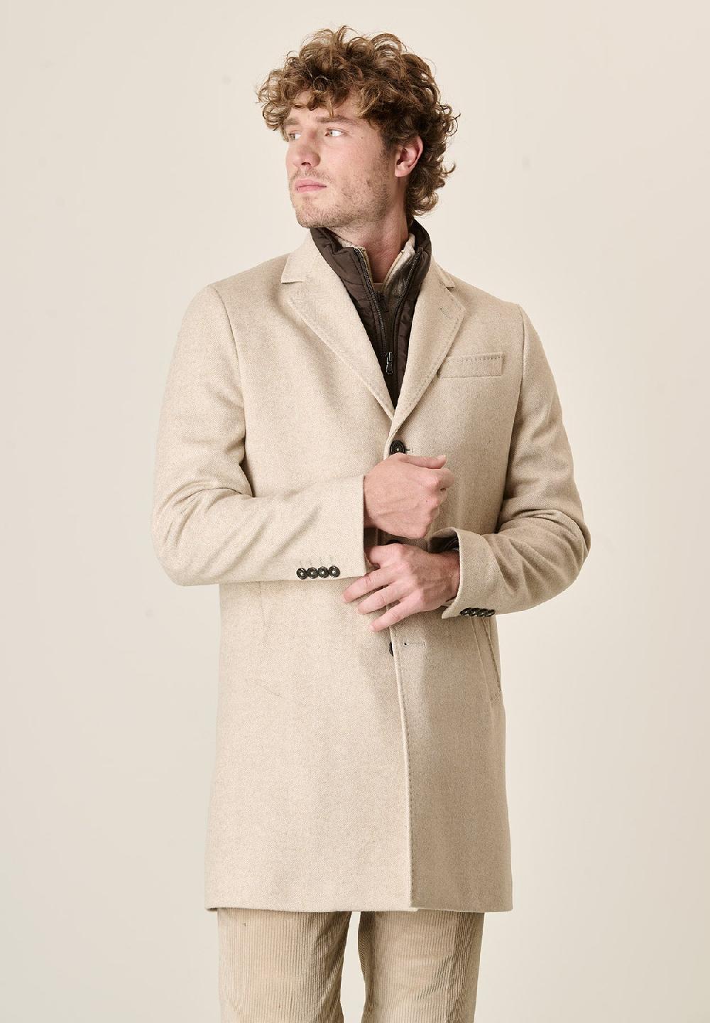 Angelico Cappotto naturale misto cashmere resca pettorina staccabile Outlet