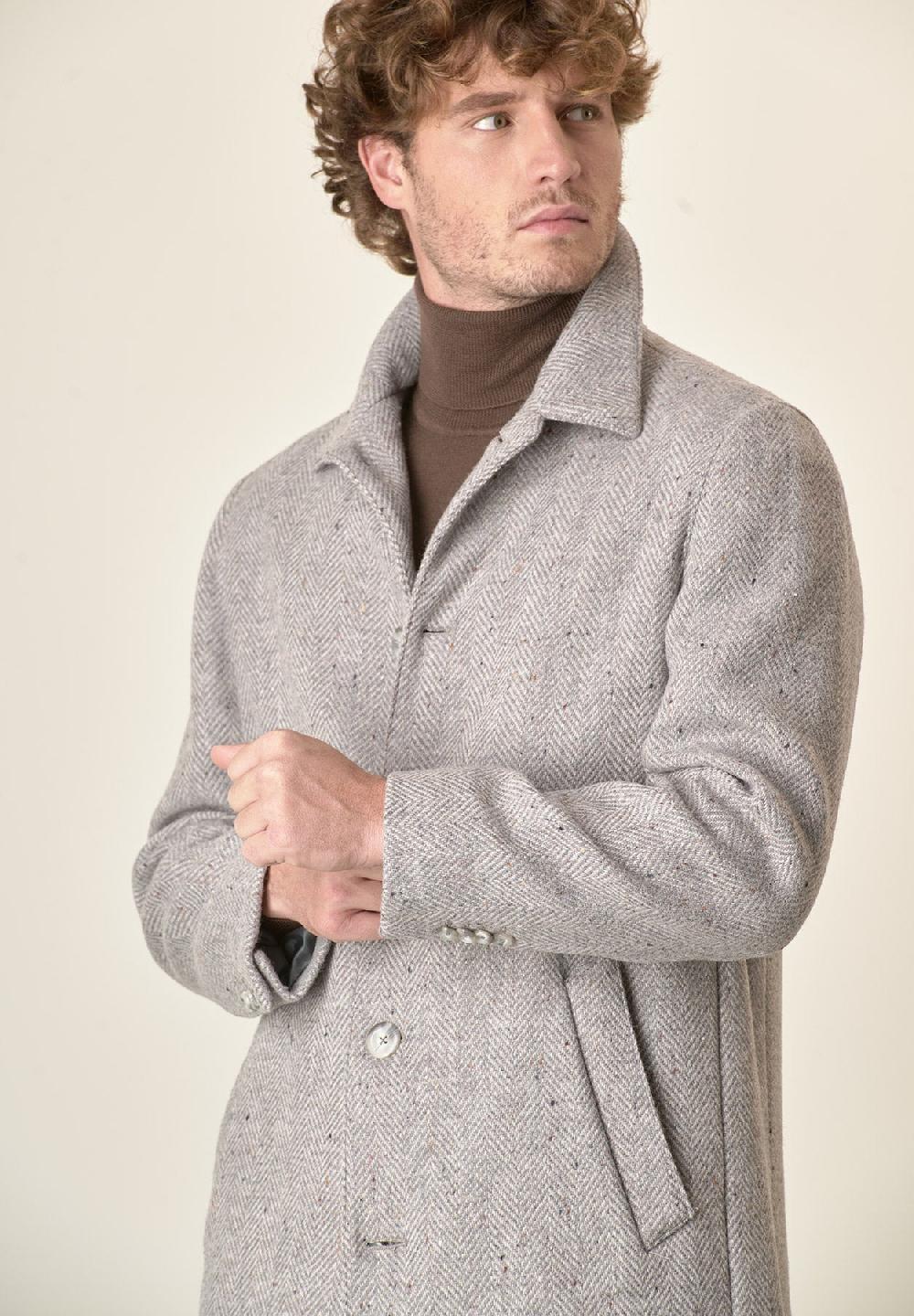 Angelico Cappotto grigio chiaro misto lana vergine resca oversize Saldi