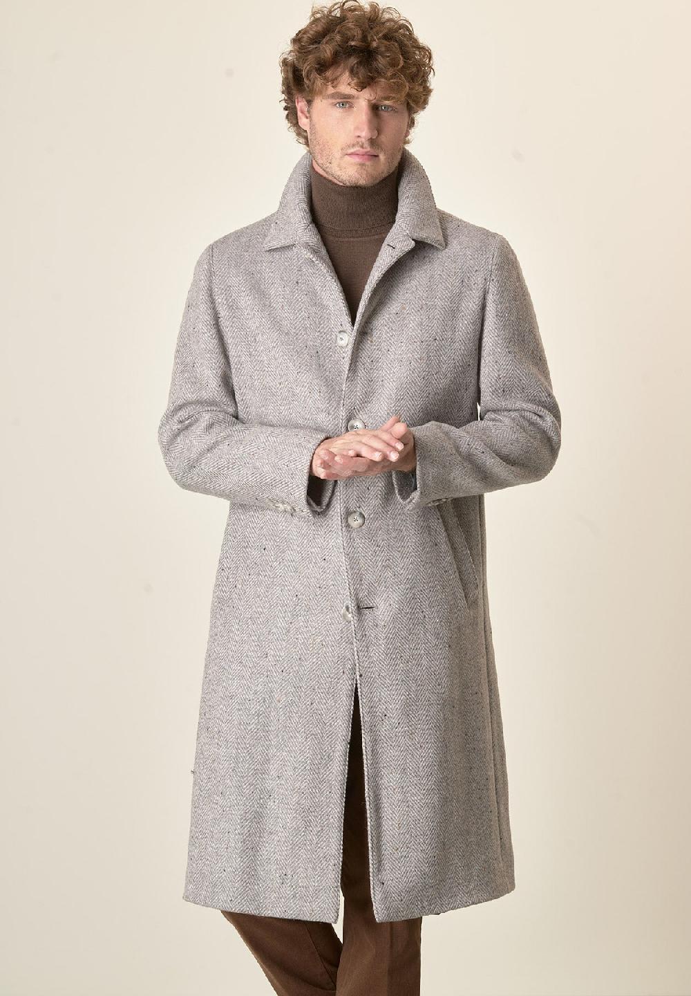 Angelico Cappotto grigio chiaro misto lana vergine resca oversize Saldi