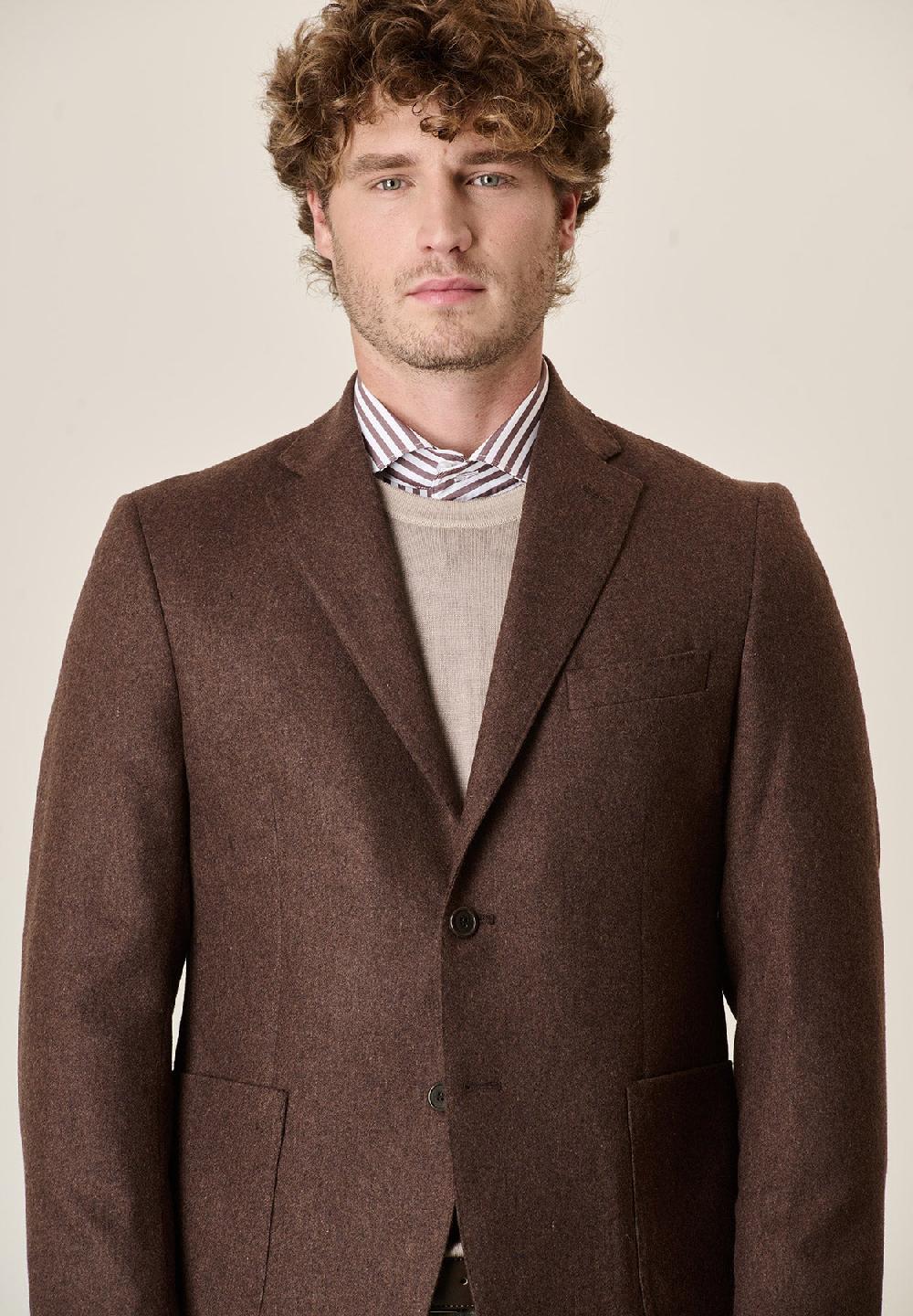 Angelico Giacca marrone misto lana decostruita custom fit Vendita Economica