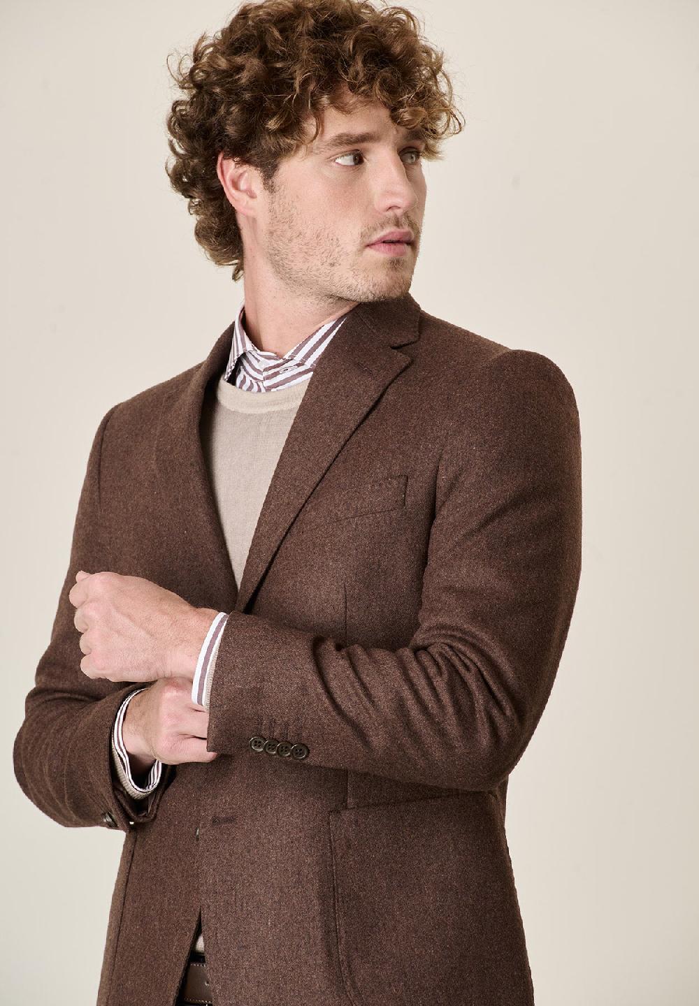 Angelico Giacca marrone misto lana decostruita custom fit Vendita Economica