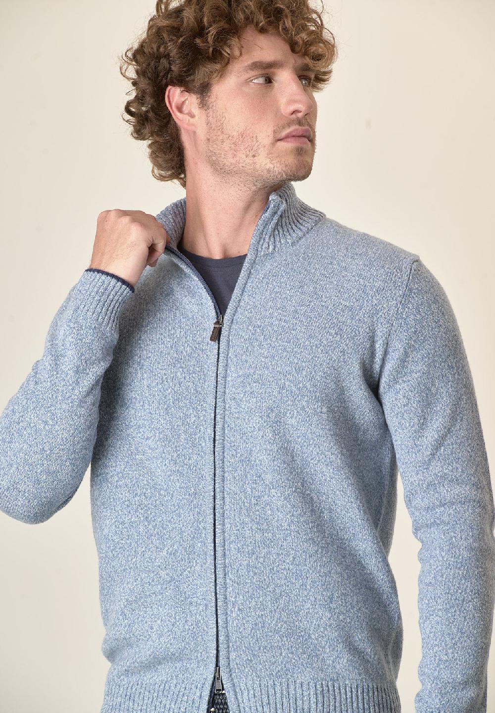 Angelico Giacca azzurra zip misto lana moulinè Vendite Flash