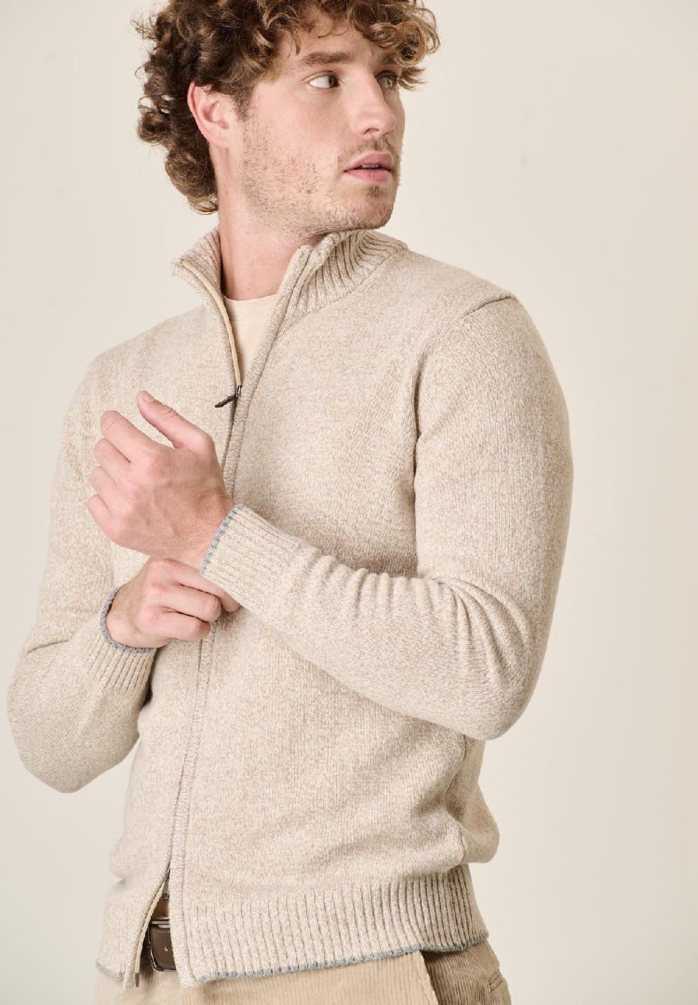 Angelico Giacca beige zip misto lana moulinè Negozio