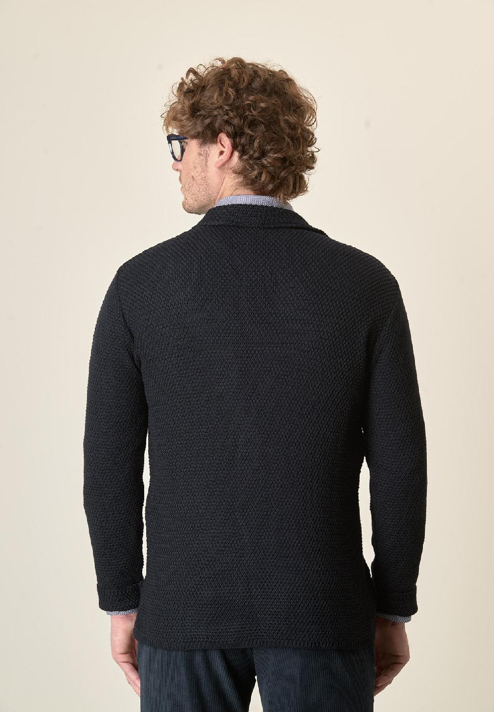 Angelico Giacca maglia blu misto lana grana di riso Moda