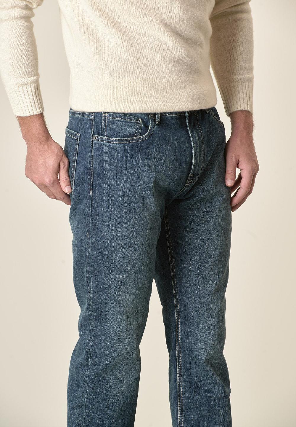Angelico Jeans scuro 5 Tasche cotone stretch regular fit Vendita
