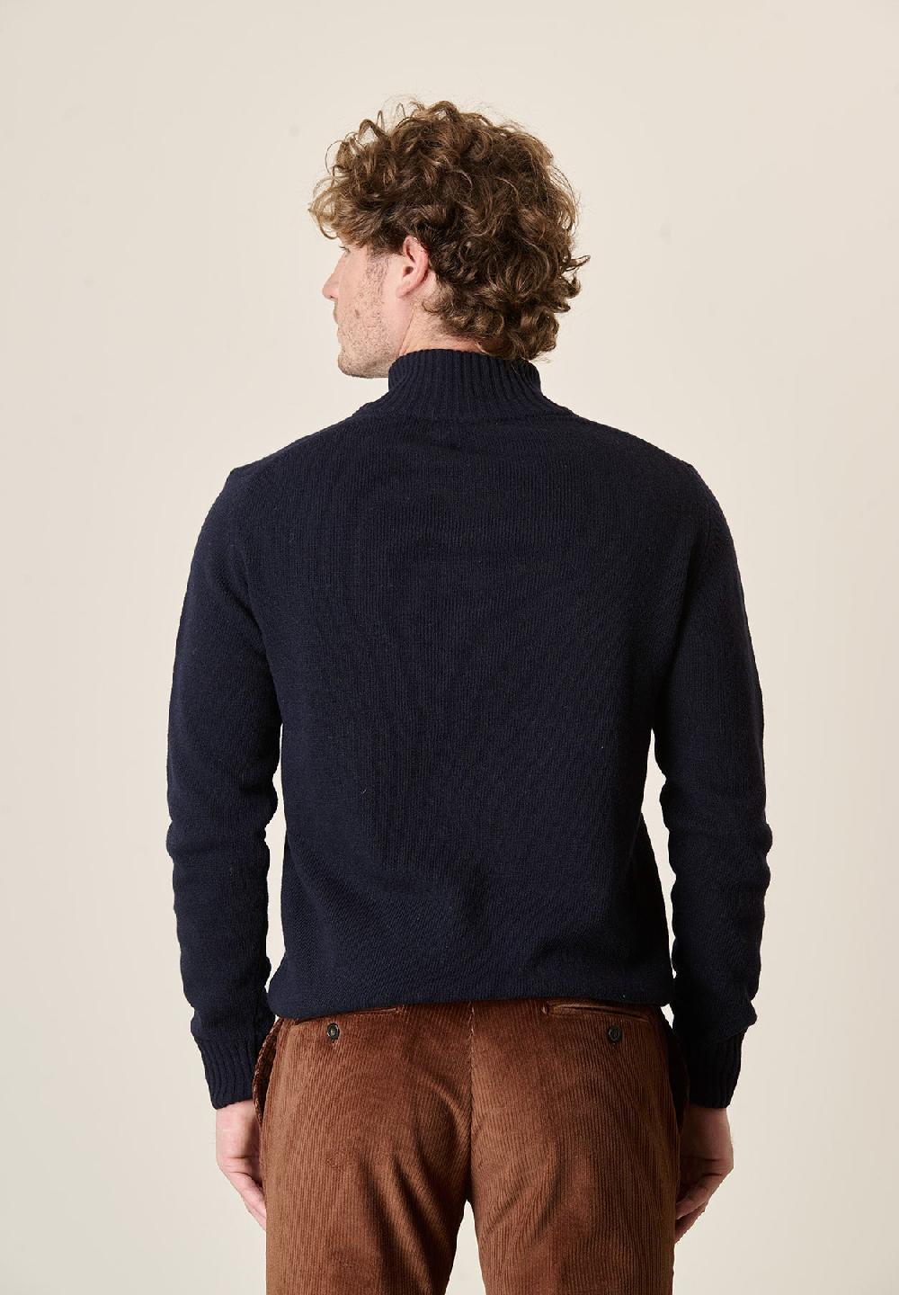 Angelico Lupetto zip blu navy misto lana Pezzi Unici