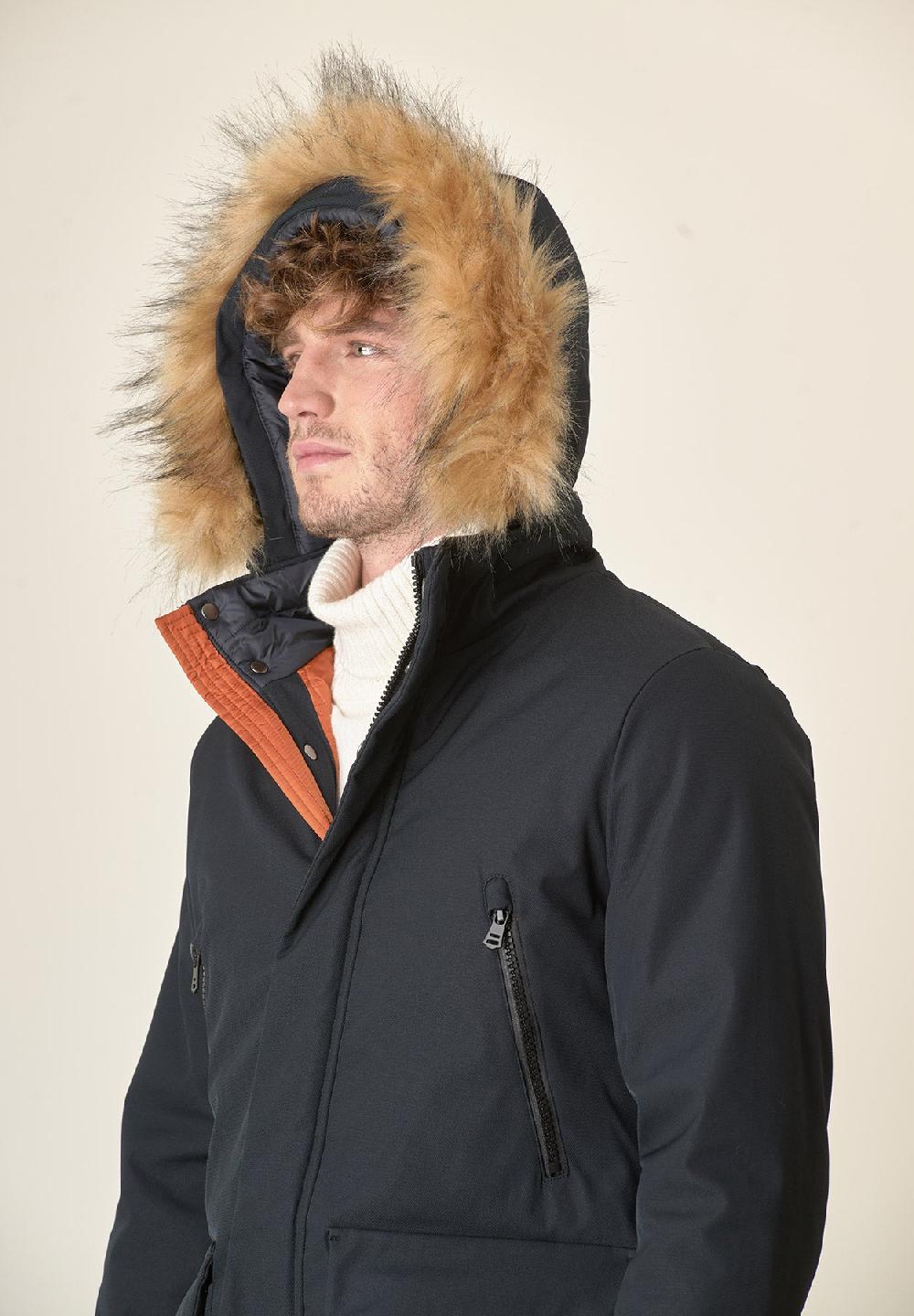 Angelico Parka blu navy pelliccia staccabile Acquista Ora