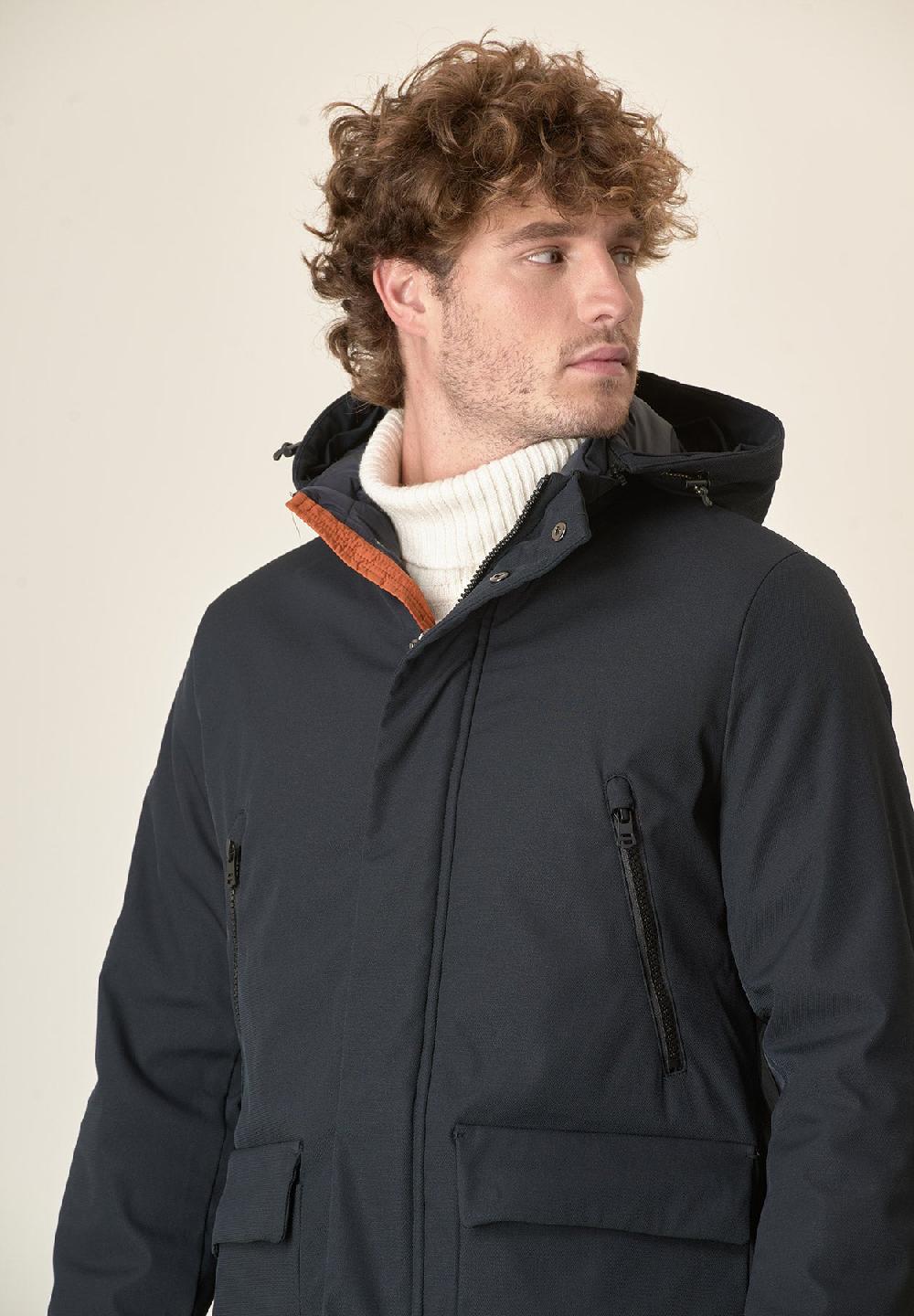 Angelico Parka blu navy pelliccia staccabile Acquista Ora