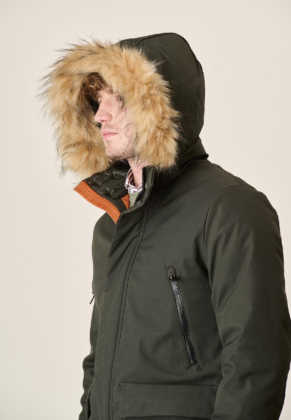 Angelico Parka verde pelliccia staccabile Consegna Veloce