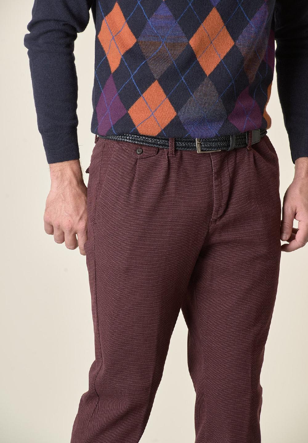 Angelico Pantalone vinaccia microdisegno doppia pinces slim fit Fino Al -60%