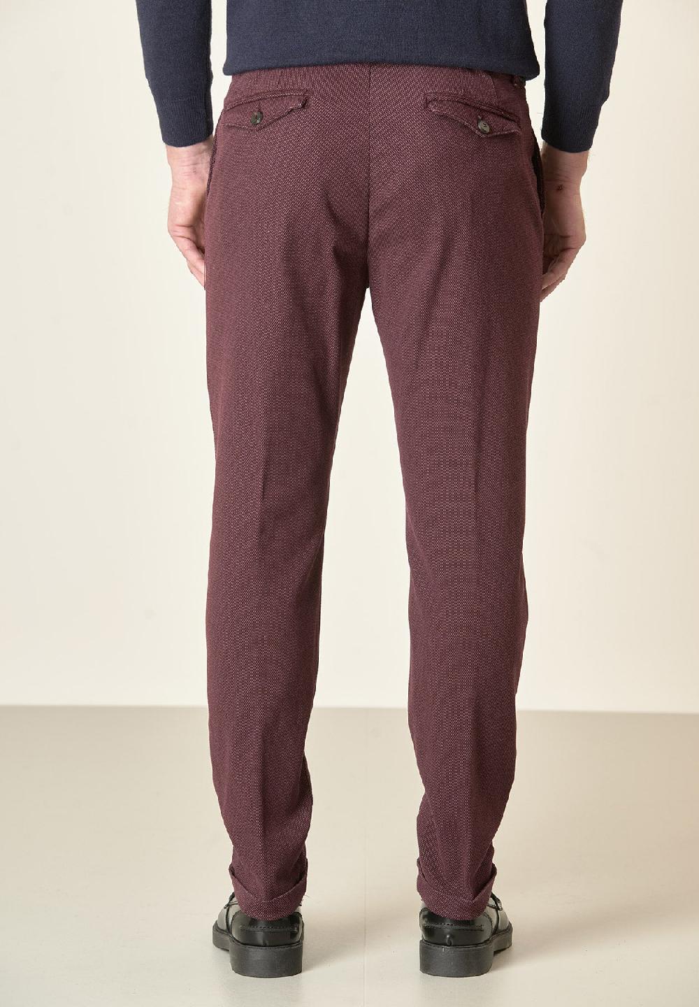 Angelico Pantalone vinaccia microdisegno doppia pinces slim fit Fino Al -60%