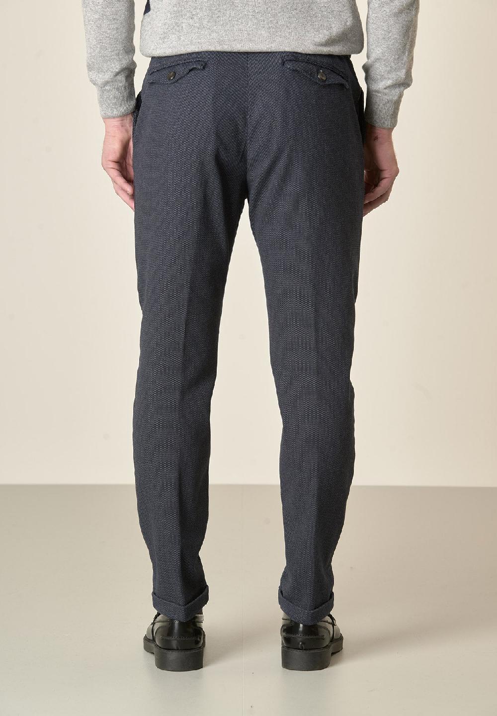 Angelico Pantalone blu microdisegno doppia pinces slim fit Shopping Online
