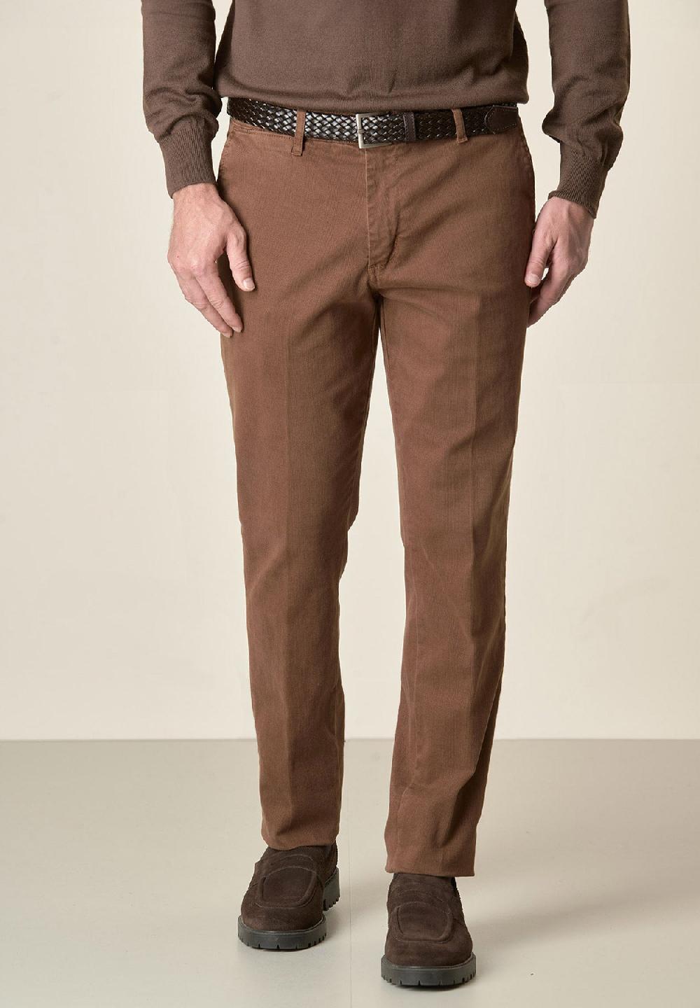 Angelico Pantalone marrone Galles cotone stretch regular fit