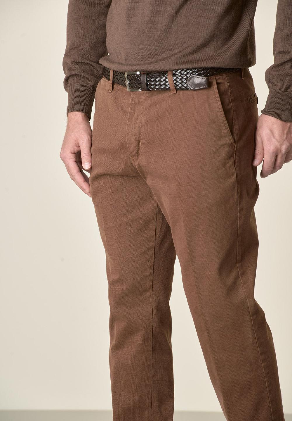 Angelico Pantalone marrone Galles cotone stretch regular fit Prezzo Ridotto