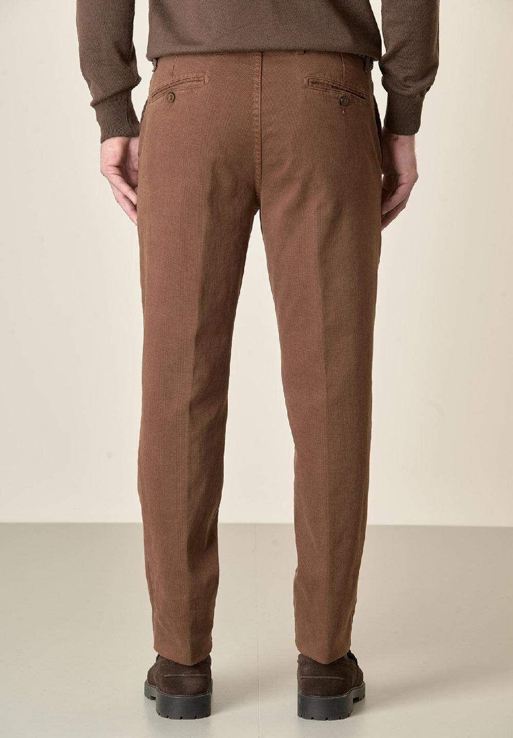 Angelico Pantalone marrone Galles cotone stretch regular fit Prezzo Ridotto