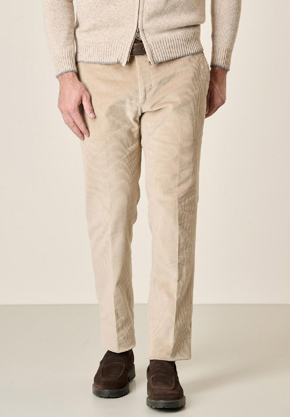 Angelico Pantalone beige velluto coste larghe custom fit