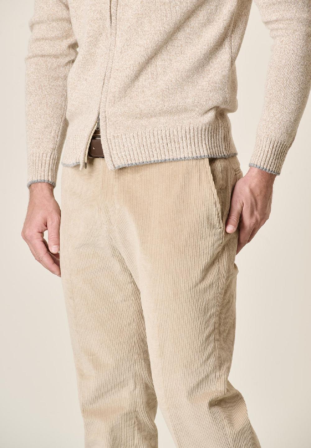Angelico Pantalone beige velluto coste larghe custom fit Presa