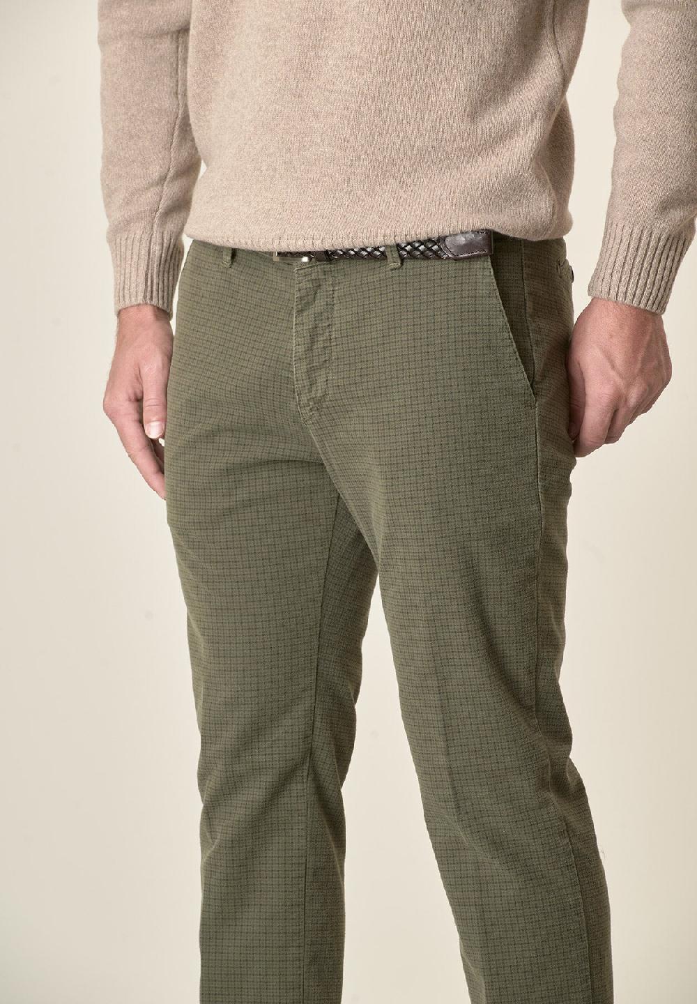 Angelico Pantalone verde fustagno Pied de Poule slim fit Offerta