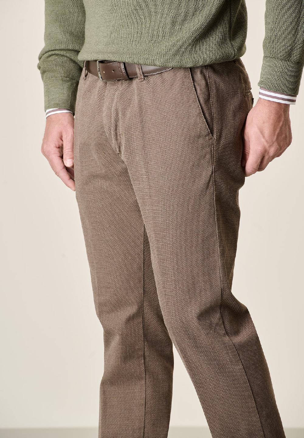 Angelico Pantalone moro armatura cotone stretch slim fit Outlet