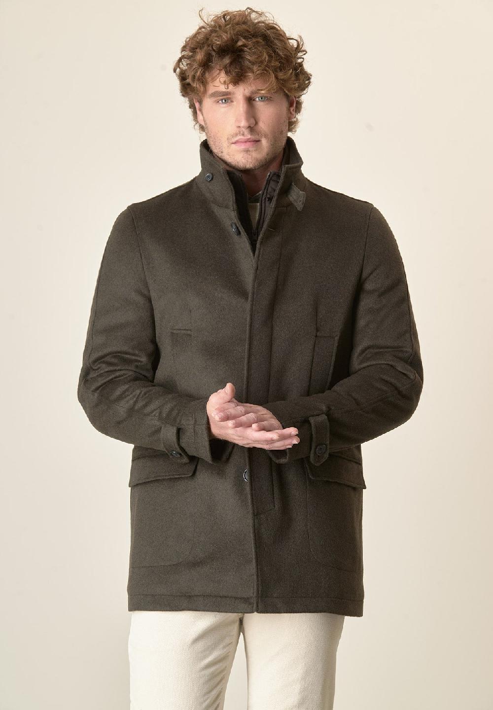 Angelico Giaccone verde caban pettorina staccabile