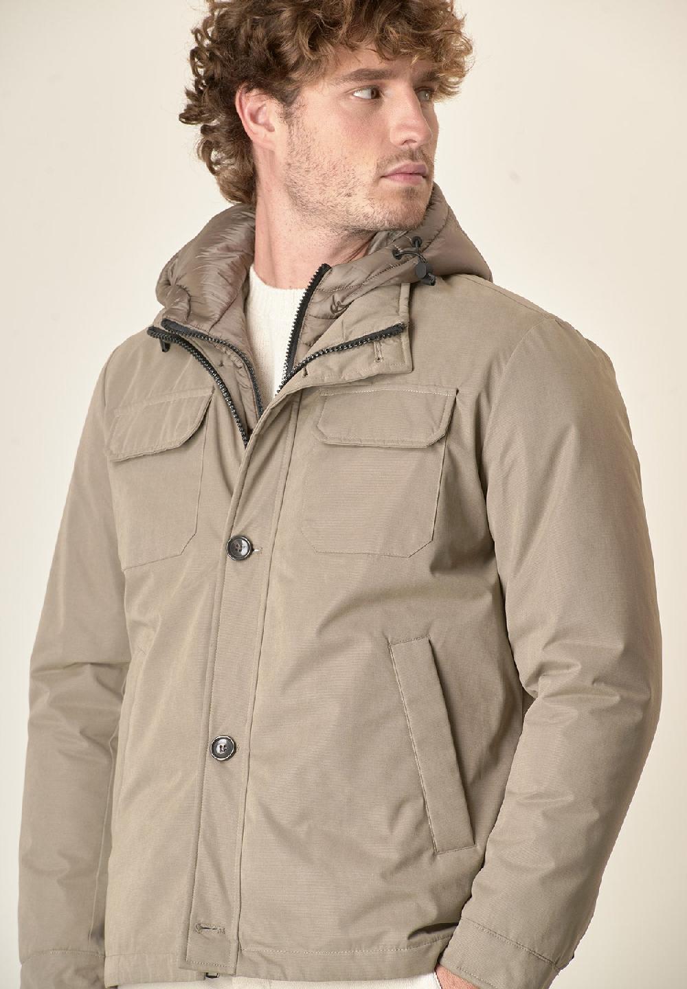 Angelico Giubbotto beige 4 tasche cappuccio e pettorina removibili Hotsell