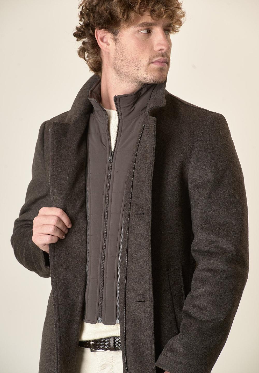 Angelico Cappotto moro collo coreano pettorina staccabile Vendita Economica