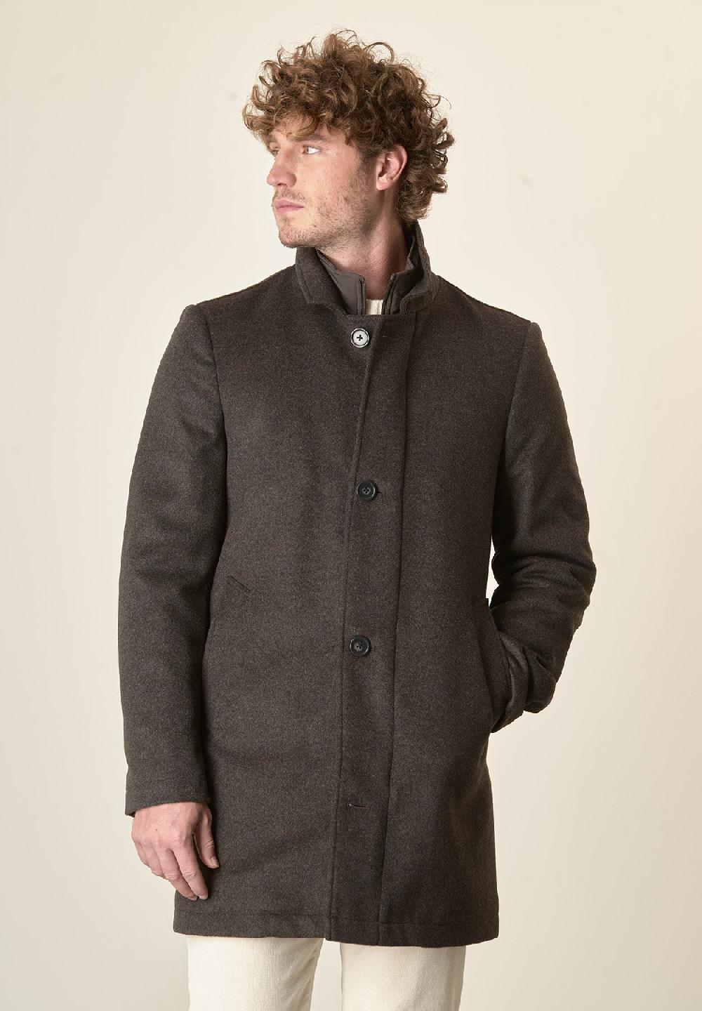 Angelico Cappotto moro collo coreano pettorina staccabile Vendita Economica