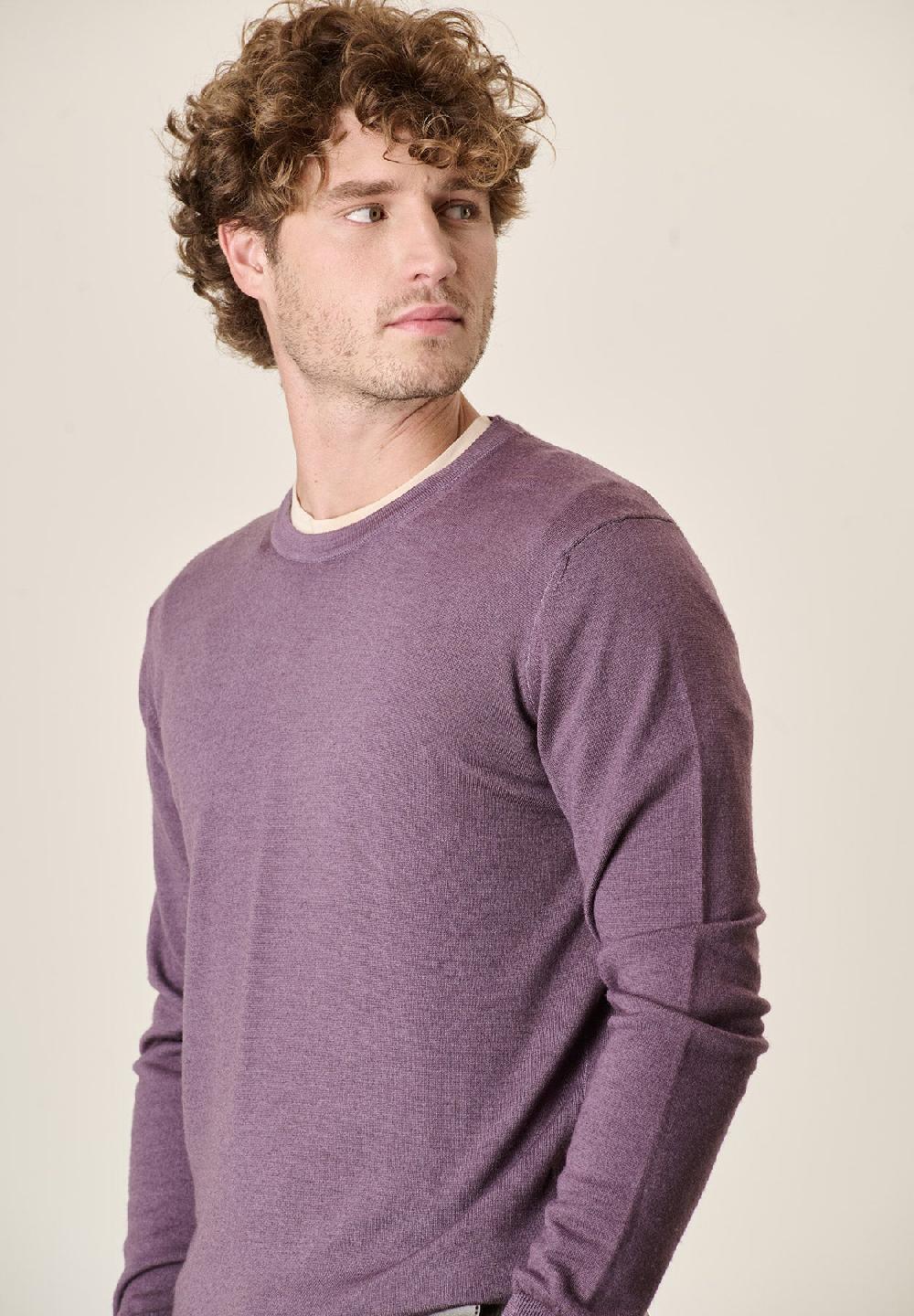 Angelico Girocollo viola lana acidata Italy