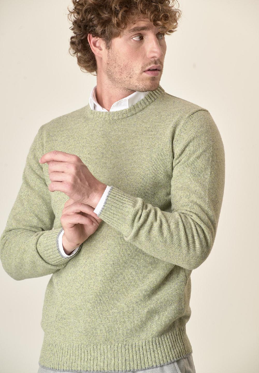 Angelico Girocollo verde moulinè misto lana In Linea