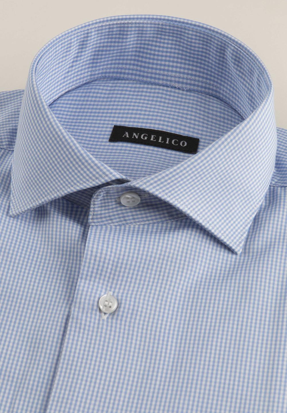 Angelico Camicia azzurra bianca vichy cotone comfort fit Promozione