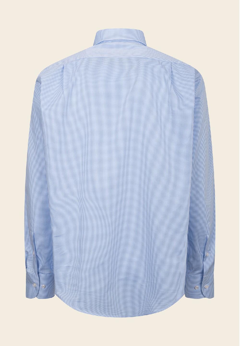 Angelico Camicia azzurra bianca vichy cotone comfort fit Promozione