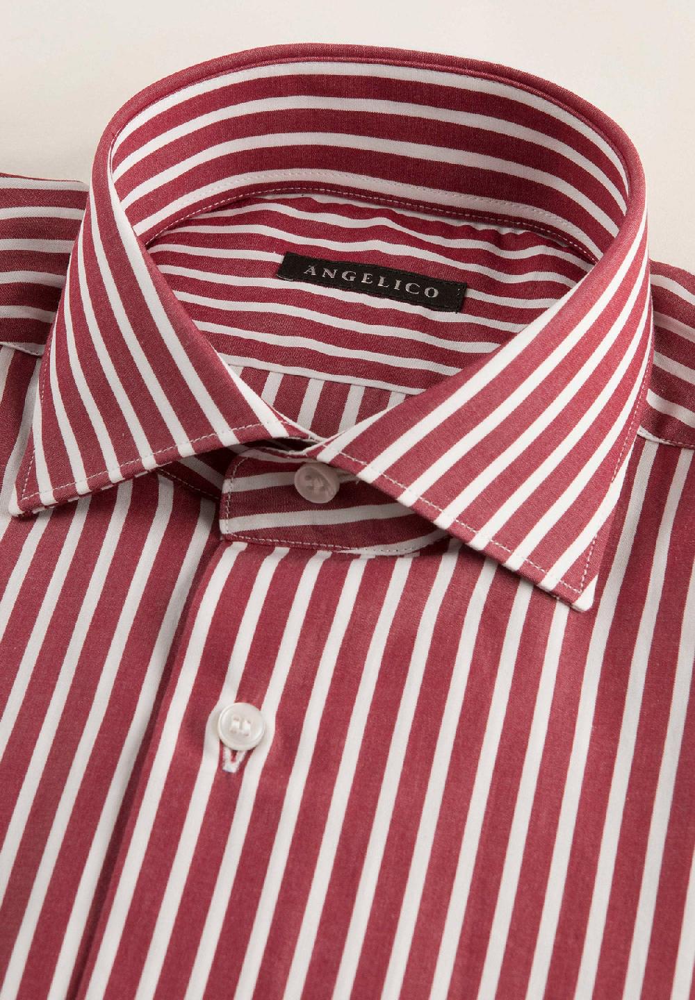 Angelico Camicia rosso bacchettina cotone slim fit Spedizione Gratuita