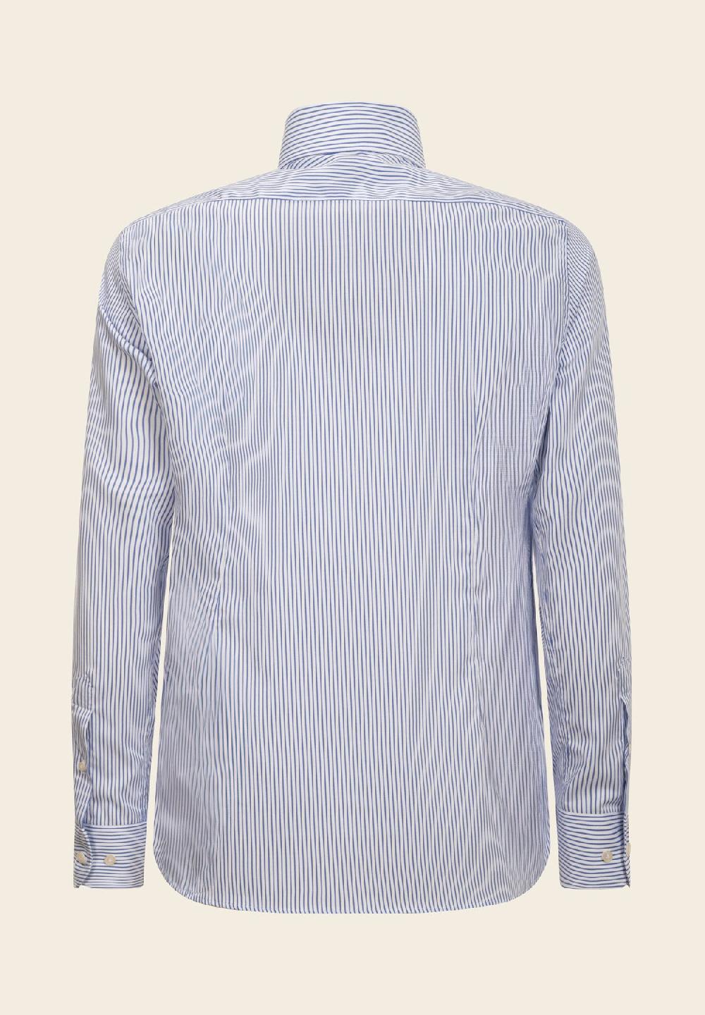 Angelico Camicia bianca blu rigata cotone no-stiro custom fit Pezzi Unici