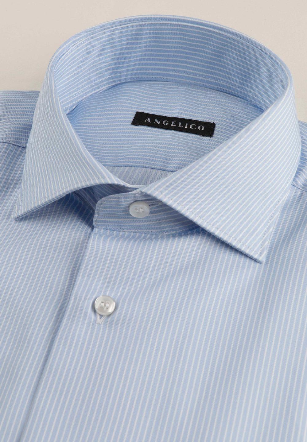 Angelico Camicia azzurra bianca bacchettina cotone comfort fit Soddisfazione Garantita