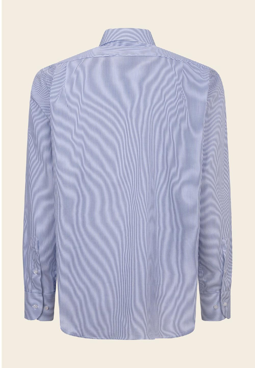 Angelico Camicia blu bianca bacchettina cotone comfort fit Fino Al -60%