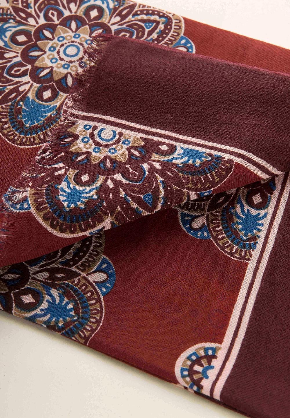 Angelico Sciarpa bordeaux fantasia cotone lana Consegna Veloce