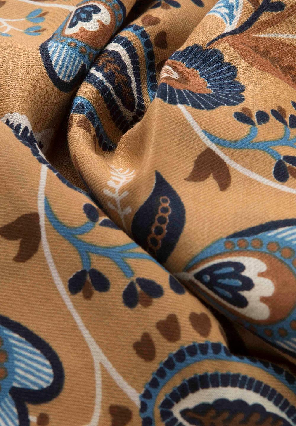 Angelico Sciarpa beige fantasia floreale lana cotone frange Promozione Limitata