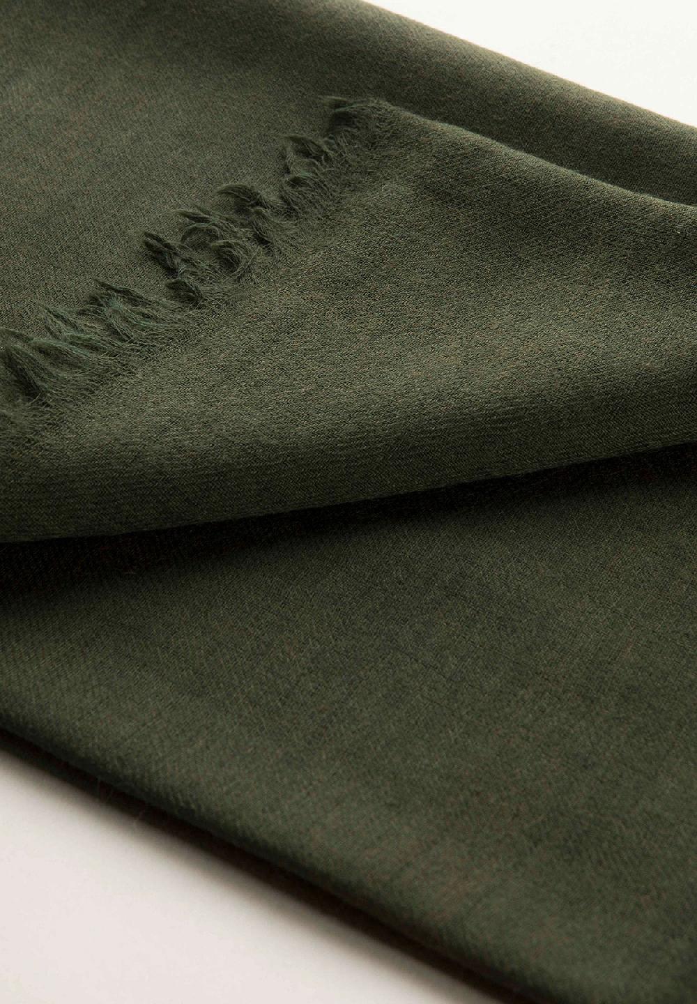 Angelico Sciarpa verde militare lana merinos frange Sottocosto