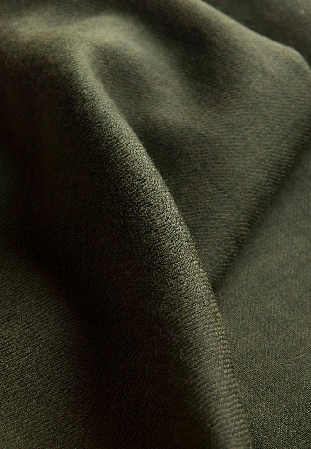 Angelico Sciarpa verde militare lana merinos frange Sottocosto