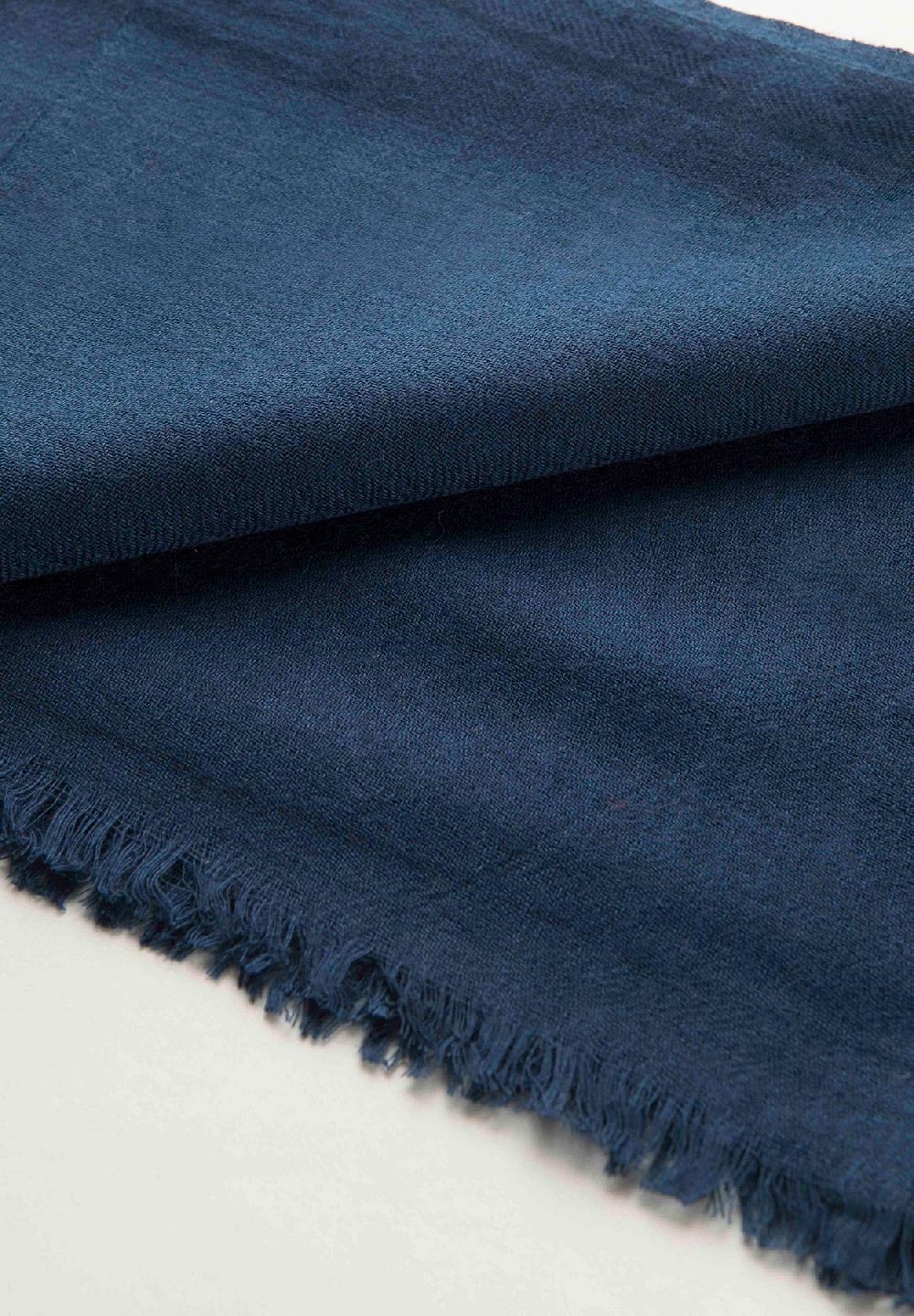 Angelico Sciarpa blu lana merinos frange Novità