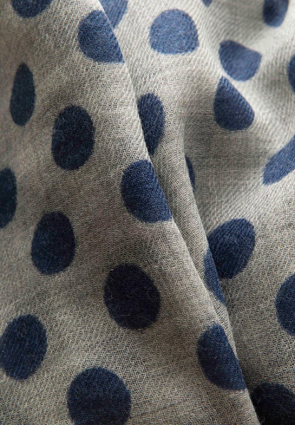Angelico Sciarpa grigia pois blu misto lana frange Offerta
