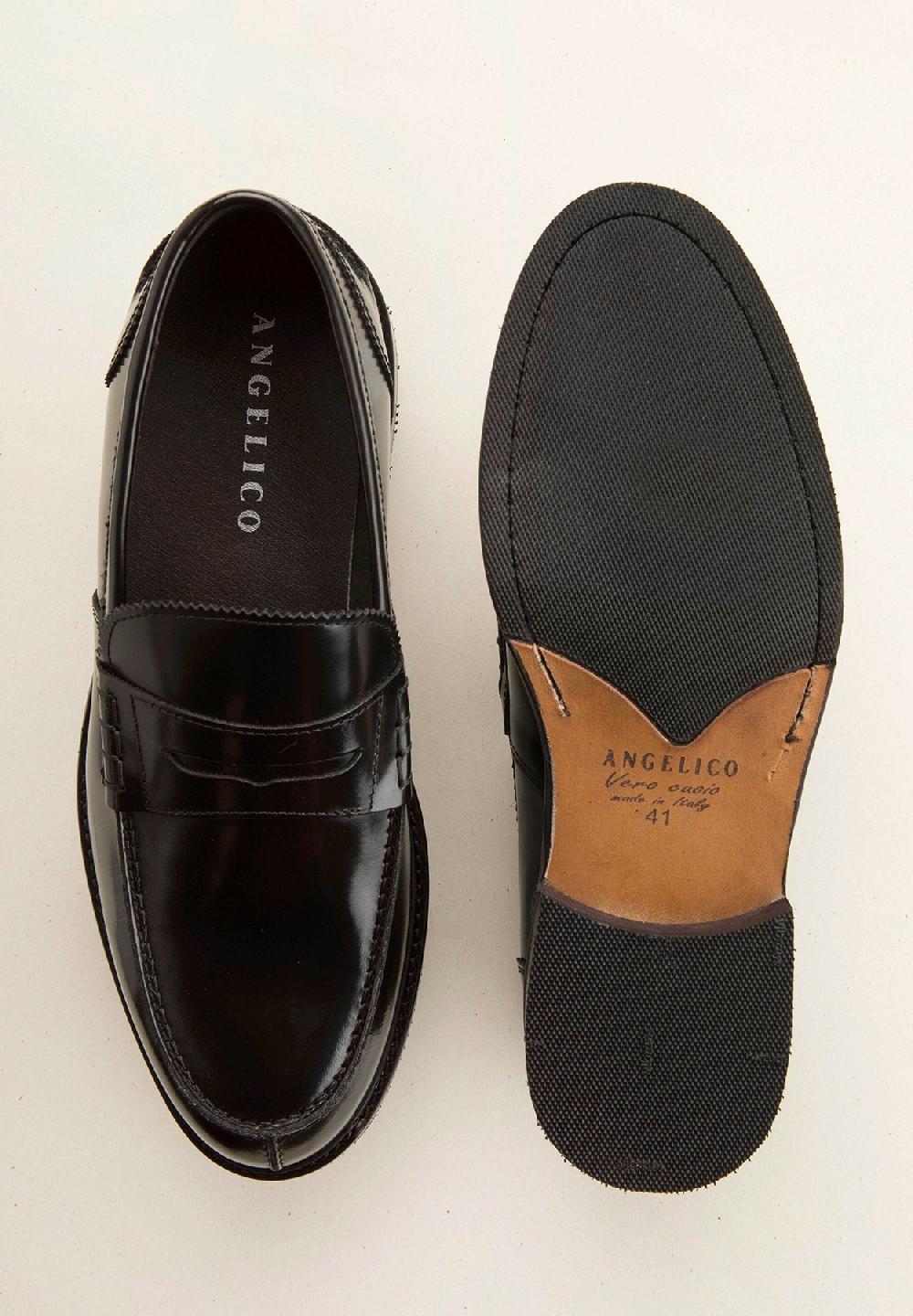 Angelico Mocassino nero pelle abrasivata Consegna Veloce