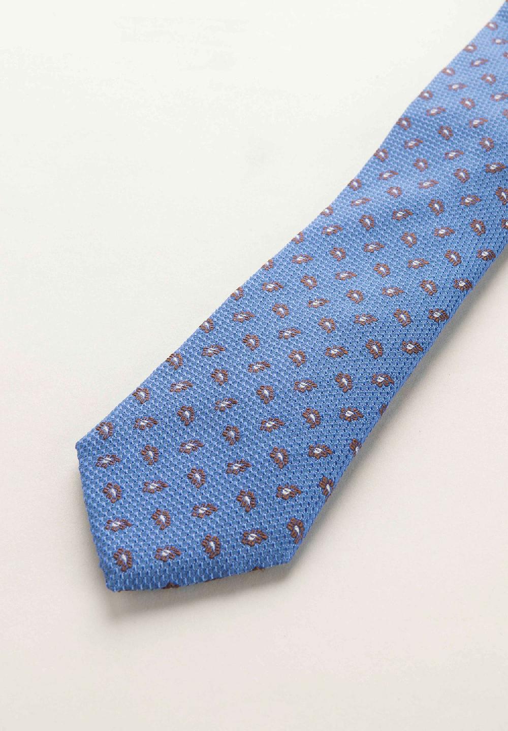 Angelico Cravatta celeste microdisegno fiorato seta cotone Shopping Online