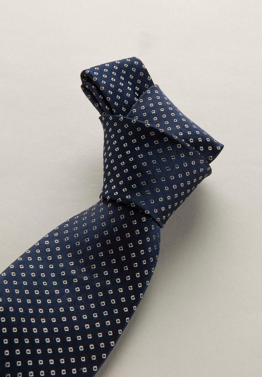 Angelico Cravatta blu navy microdisegno seta Sottocosto
