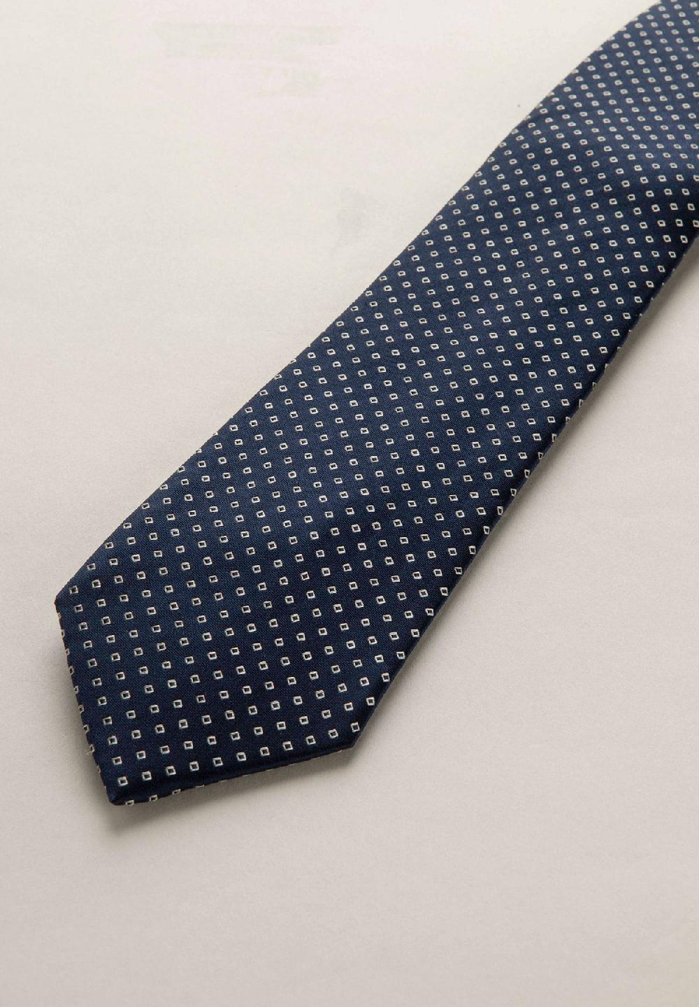 Angelico Cravatta blu navy microdisegno seta Sottocosto
