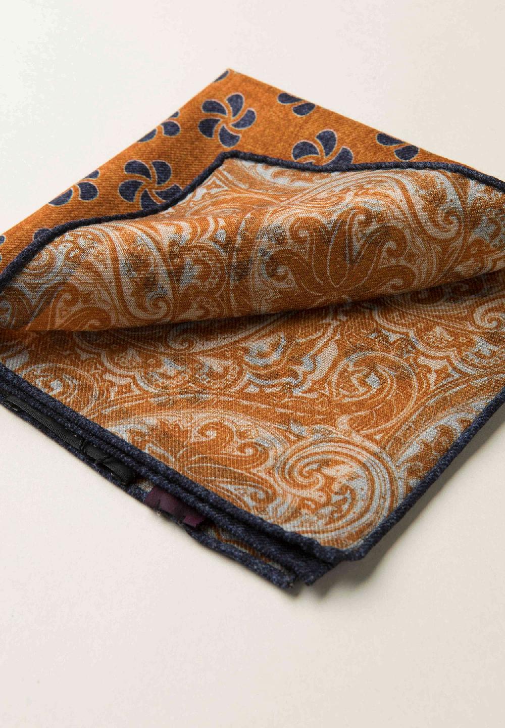 Angelico Pochette arancione blu fronte retro lana Sconto