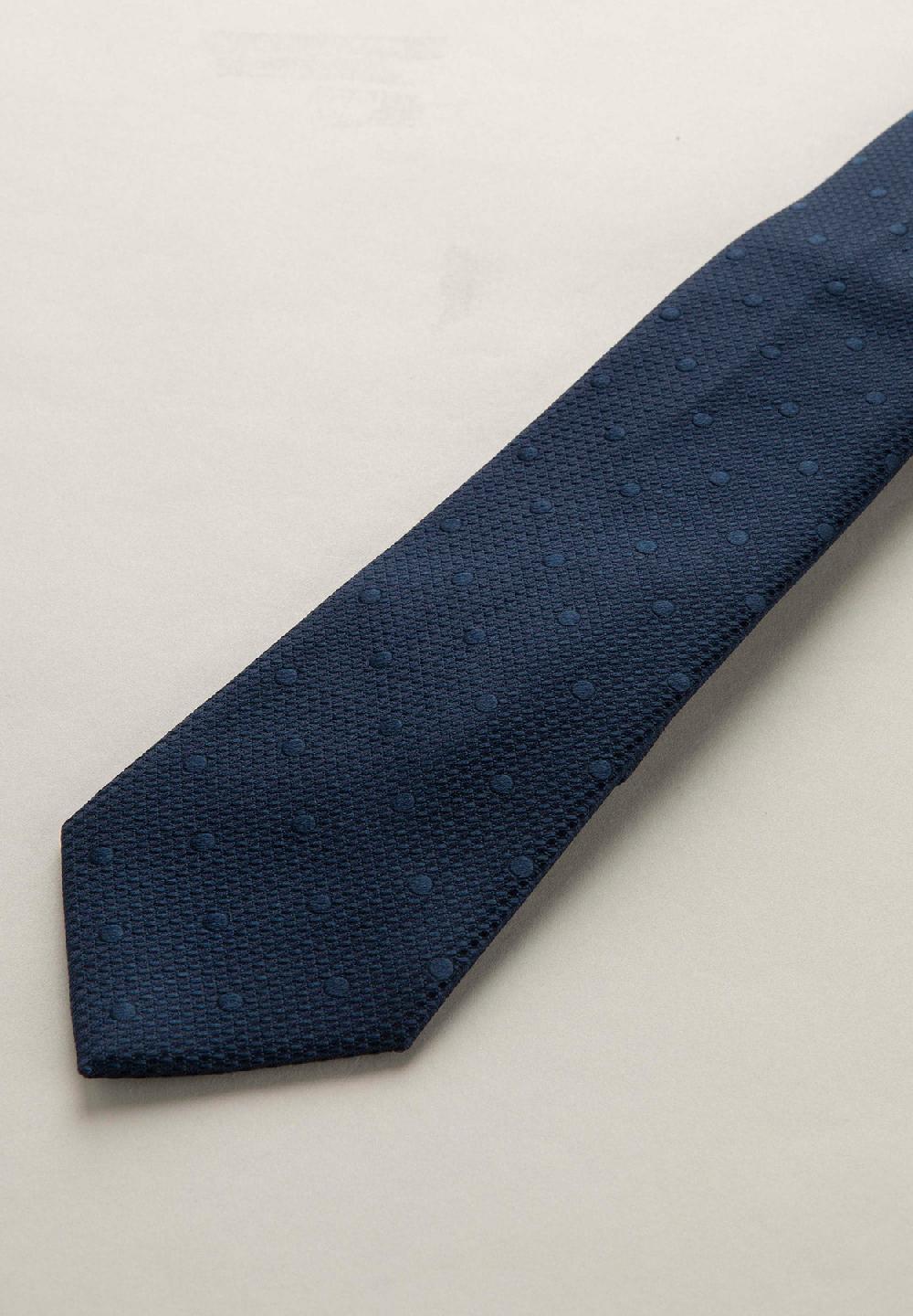 Angelico Cravatta blu pois seta armaturata Offerte
