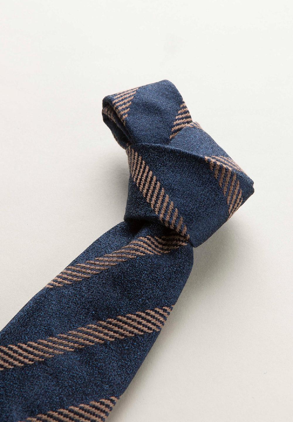 Angelico Cravatta blu moro regimental effetto lana Vendita Economica
