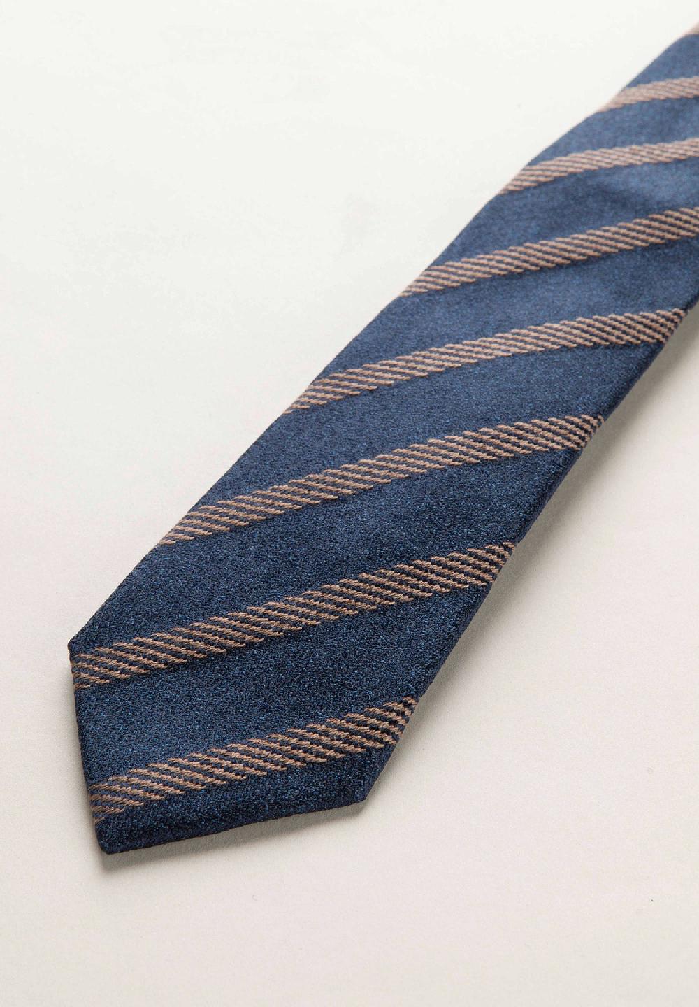 Angelico Cravatta blu moro regimental effetto lana Vendita Economica
